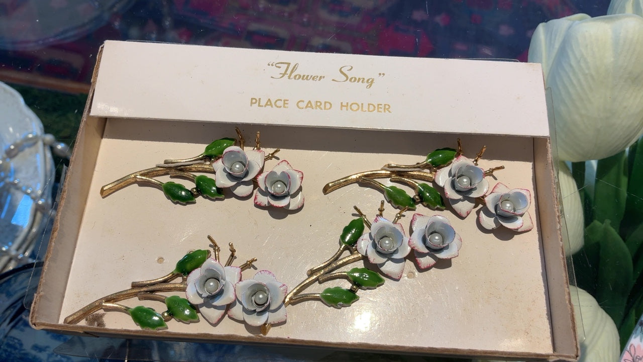 Blue Floral Place card holders (4)