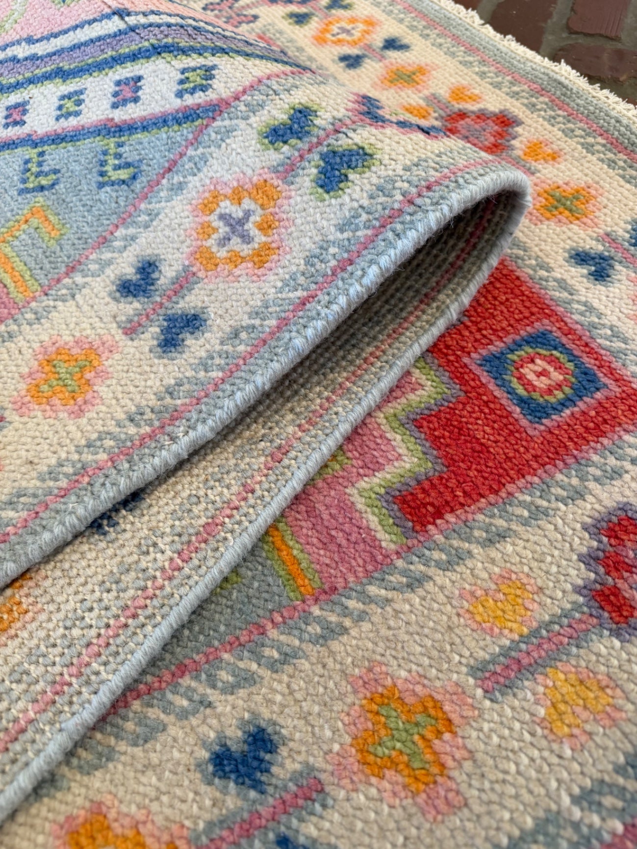 Oushak runner, 7' x 2'6", multicolor geometric