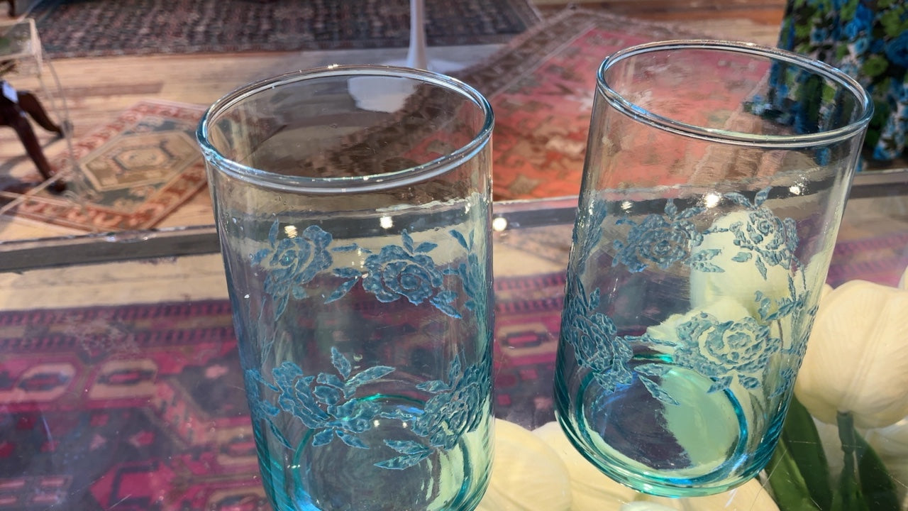 Clear Green Glasses with floral print (2)