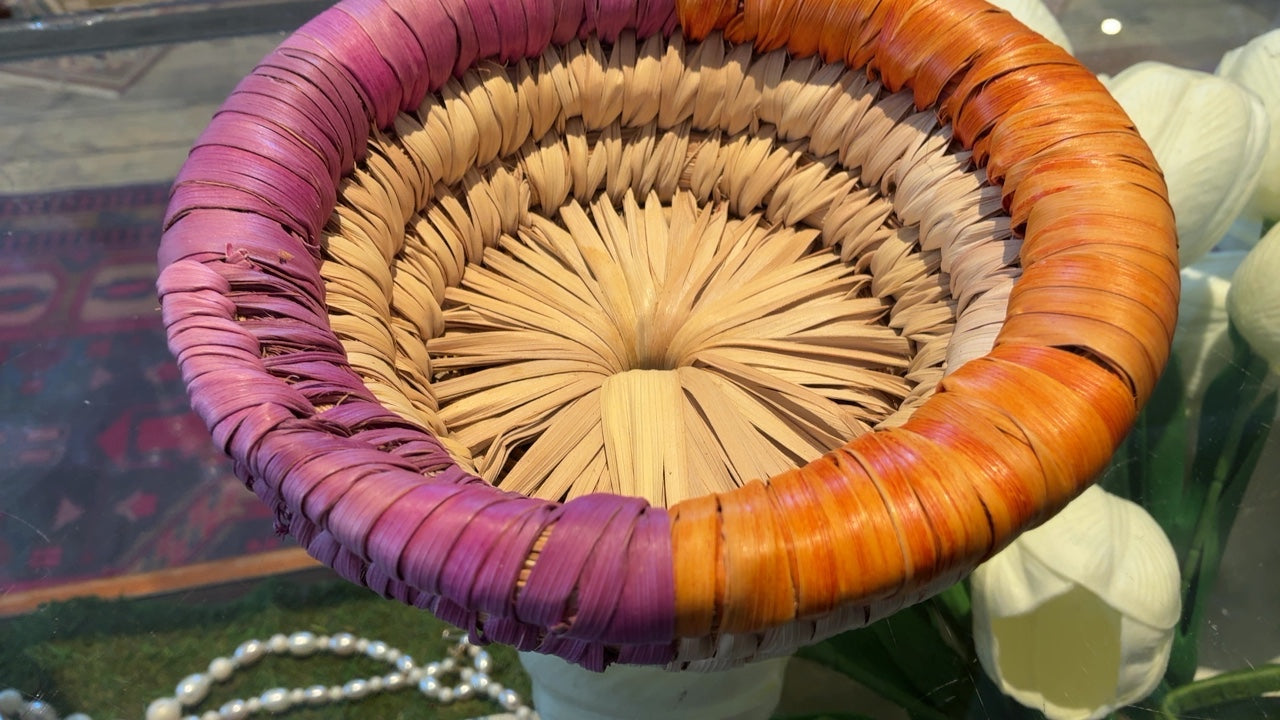 Hand woven coil basket 