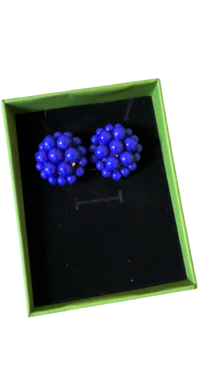 Jewelry Blue Button Earrings