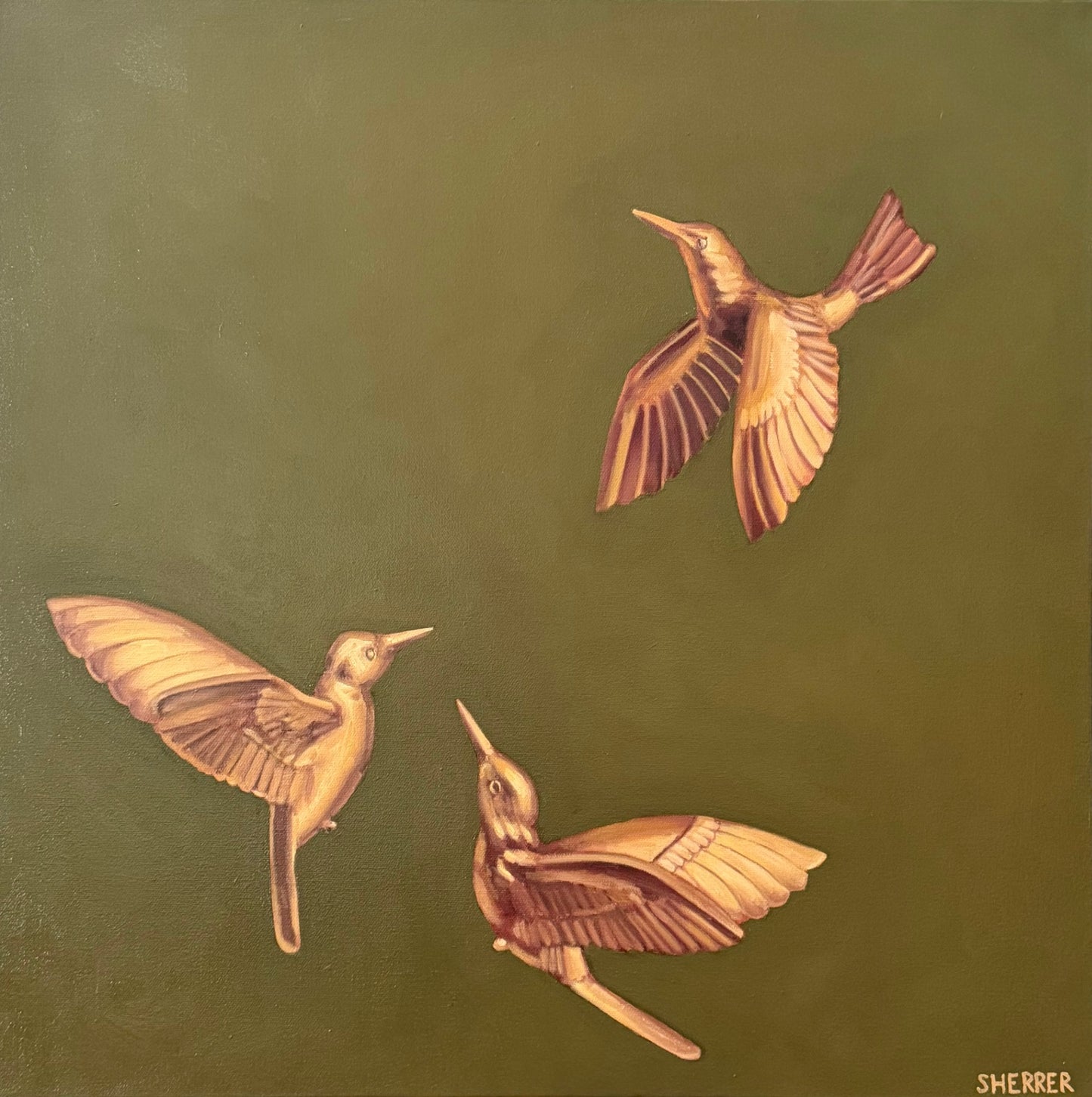 "Garden at Dusk" by Caroline Sherrer, Oil on Canvas, 24x24"