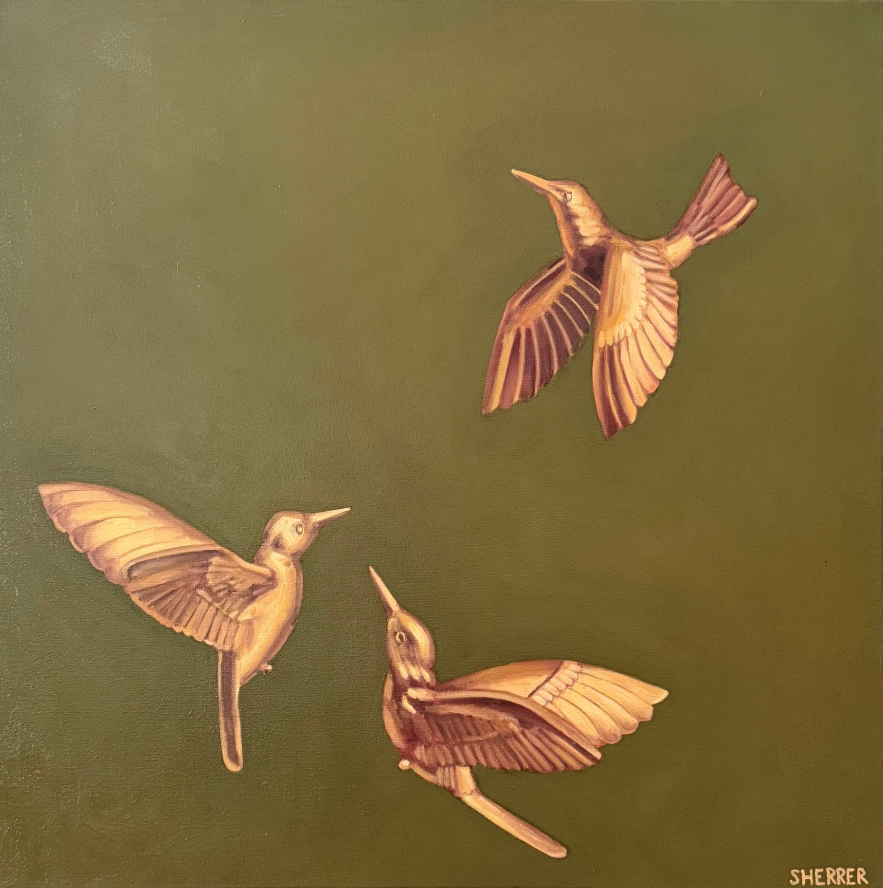 "Garden at Dusk" by Caroline Sherrer, Oil on Canvas, 24x24"
