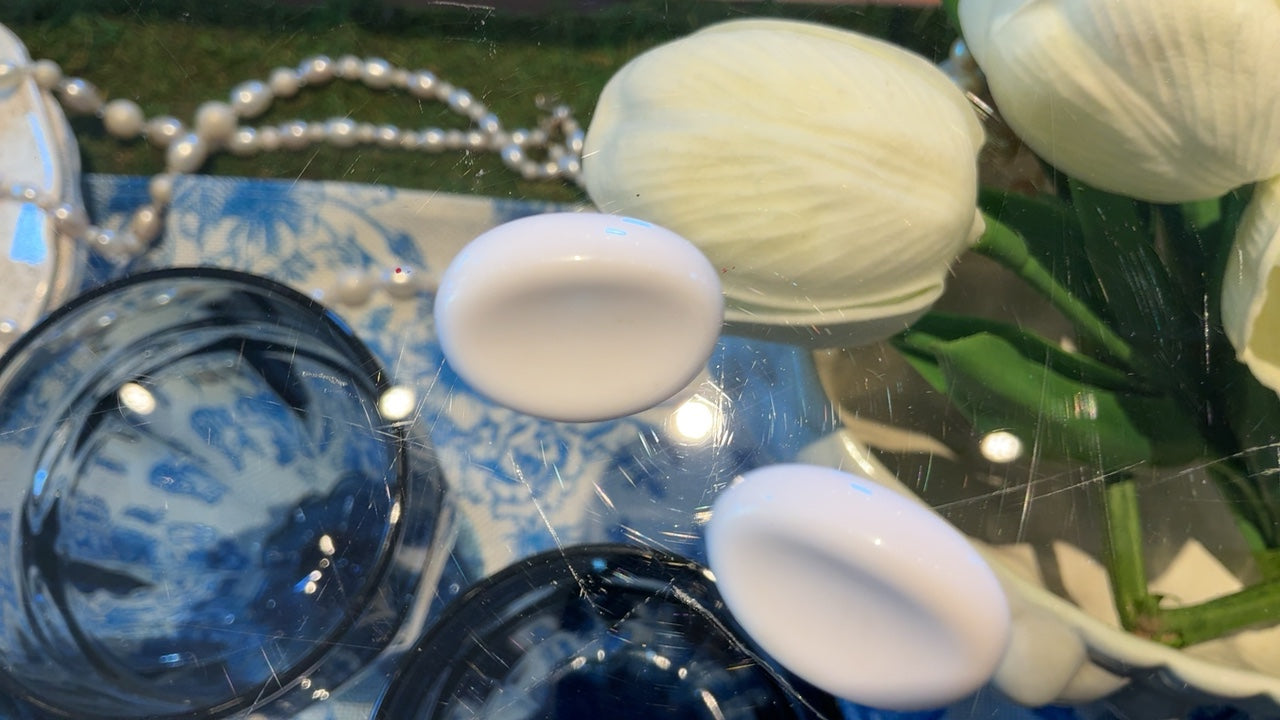 White Enamel Earrings 