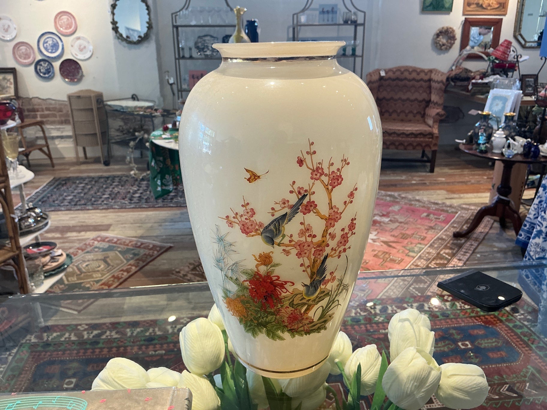 Floral and Cream Vase