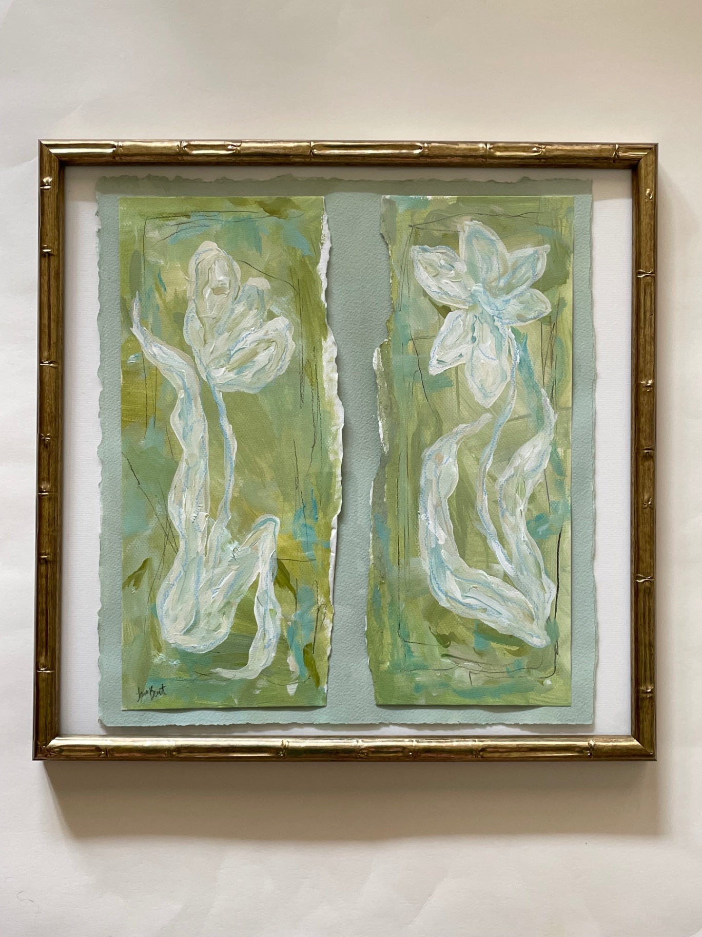 Tara Burt Art 18x18 Blue and Green