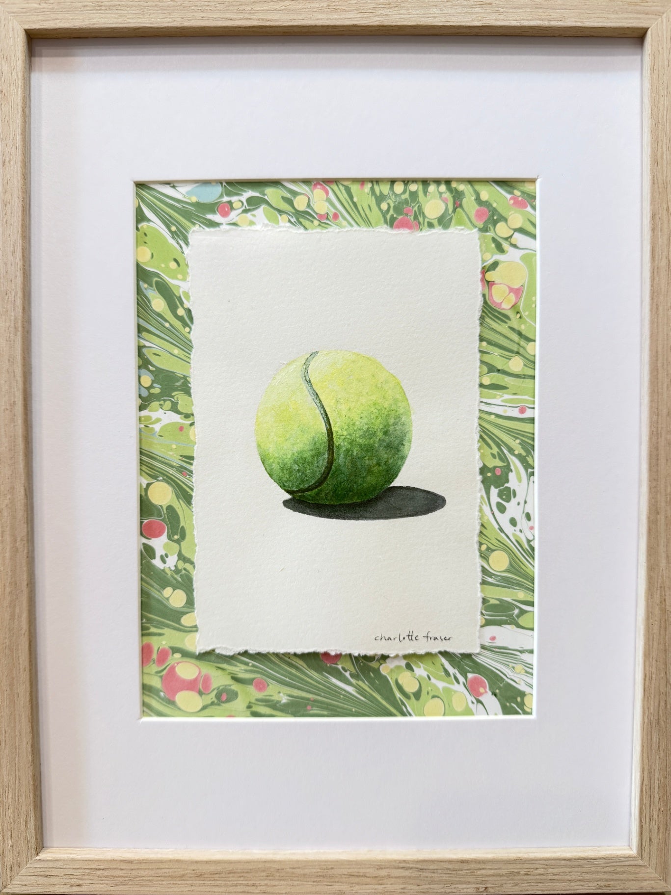 Pink and Green Marbled Tennis Ball