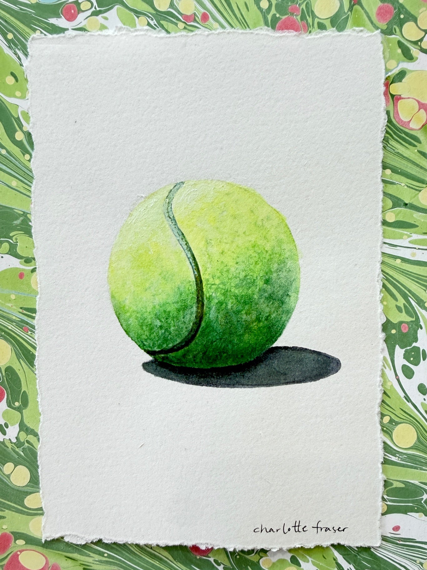 Pink and Green Marbled Tennis Ball