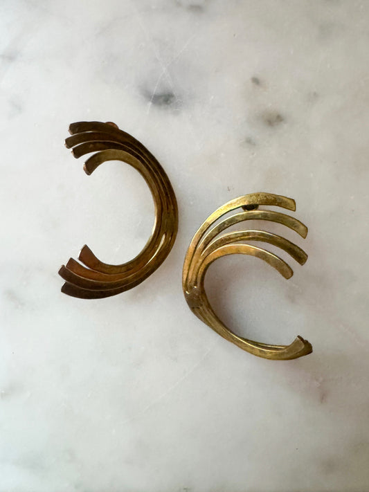 Vintage 80s brass art deco earrings