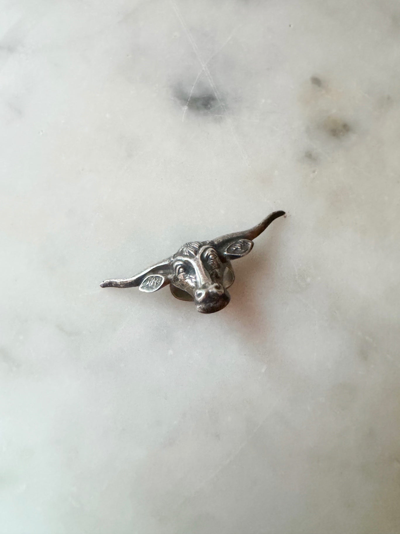 Vintage Sterling Silver Bolo Tie Cow Head