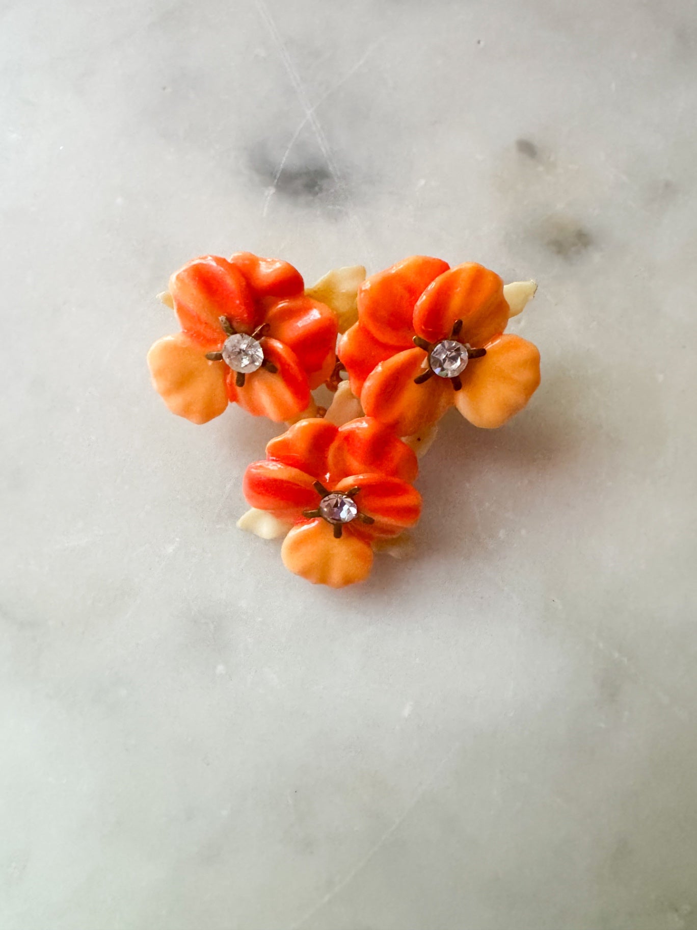 Vintage Orange Pansy Brooch
