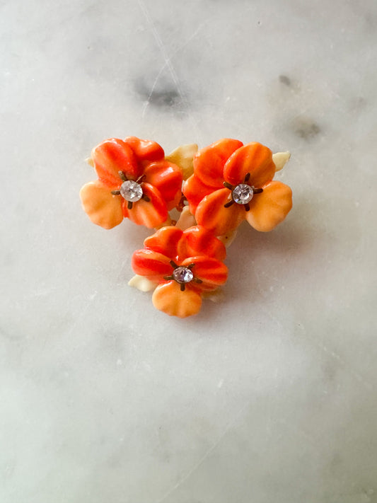 Vintage Orange Pansy Brooch
