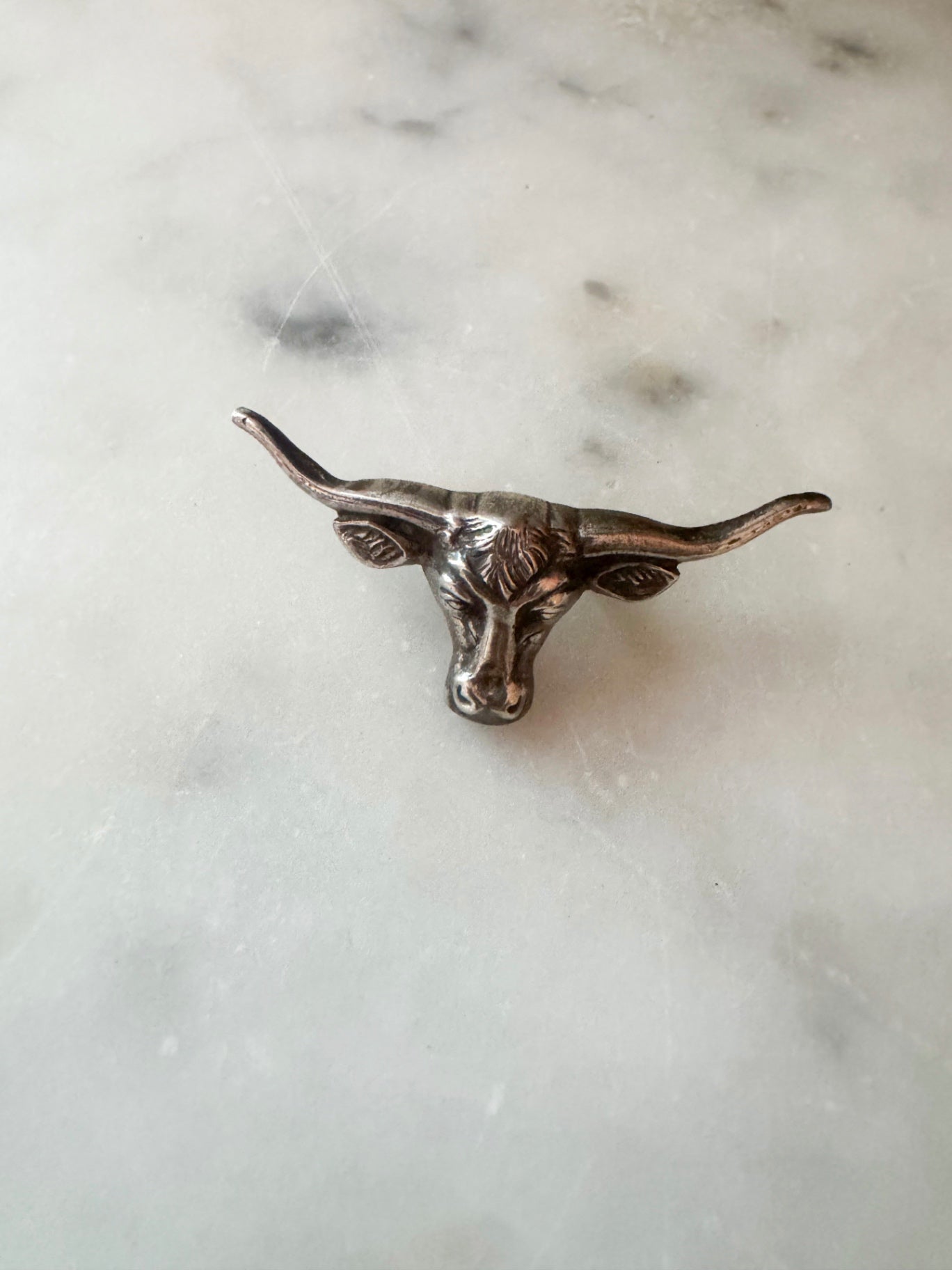 Vintage Sterling Silver Bolo Tie Cow Head