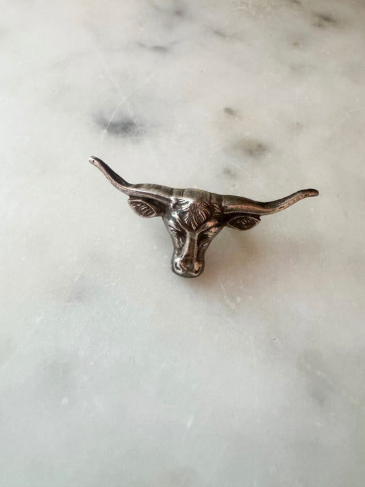 Vintage Sterling Silver Bolo Tie Cow Head