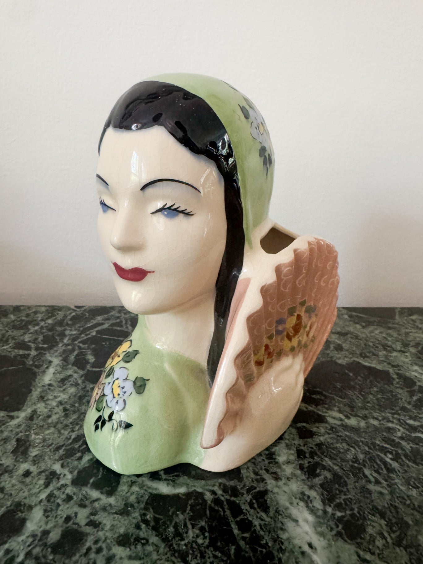 Vintage Woman with Fan Vase