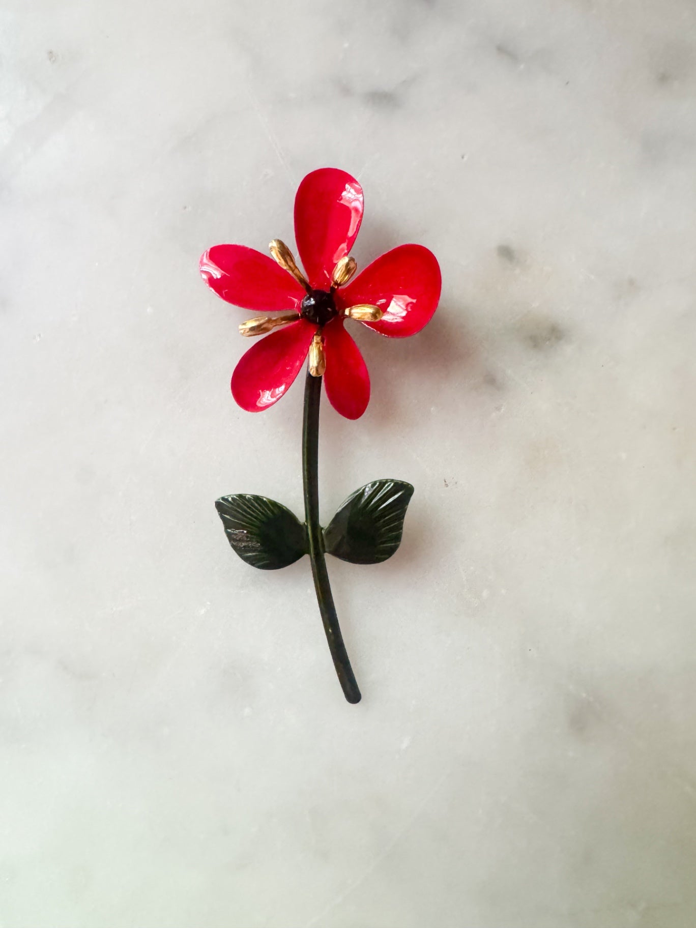 Red Floral Brooch