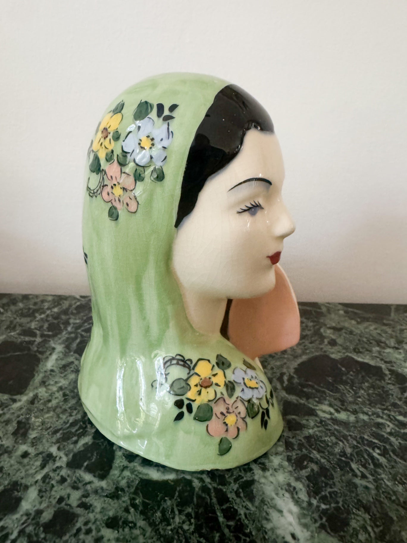 Vintage Woman with Fan Vase