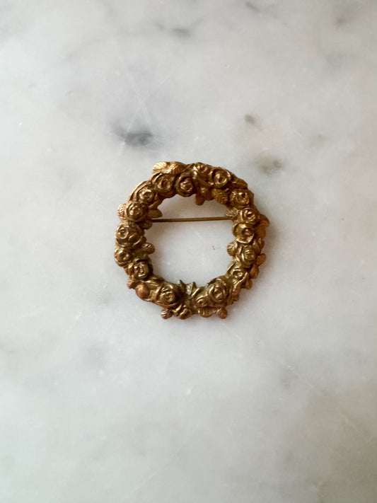 Vintage Rose Wreath Brooch