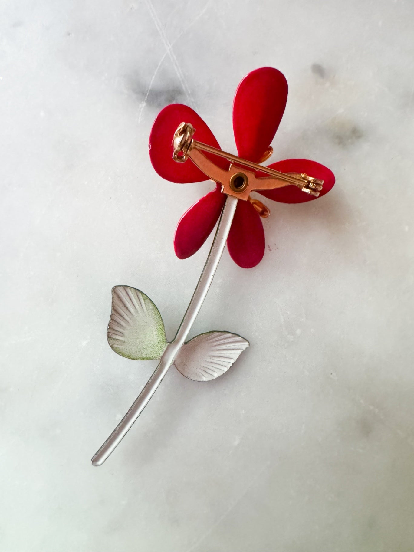 Red Floral Brooch