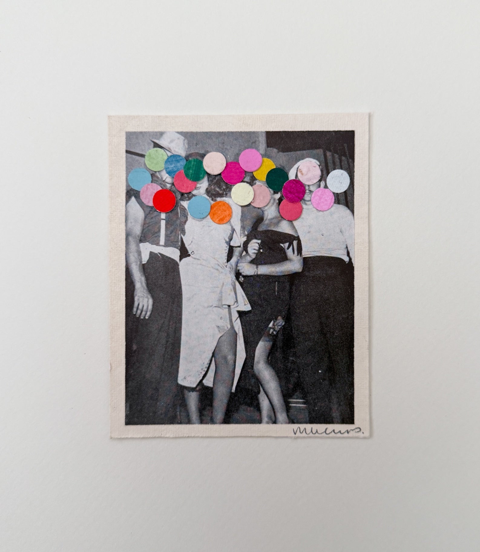 “Drama Club” by Rebecca Dodson, collage on paper, 3.5”x4.5”