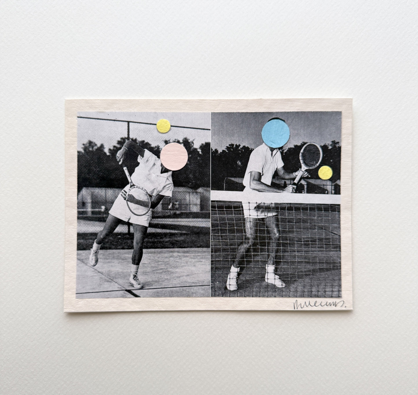 “In The Zone” by Rebecca Dodson, collage on paper, 5” x 6.5”