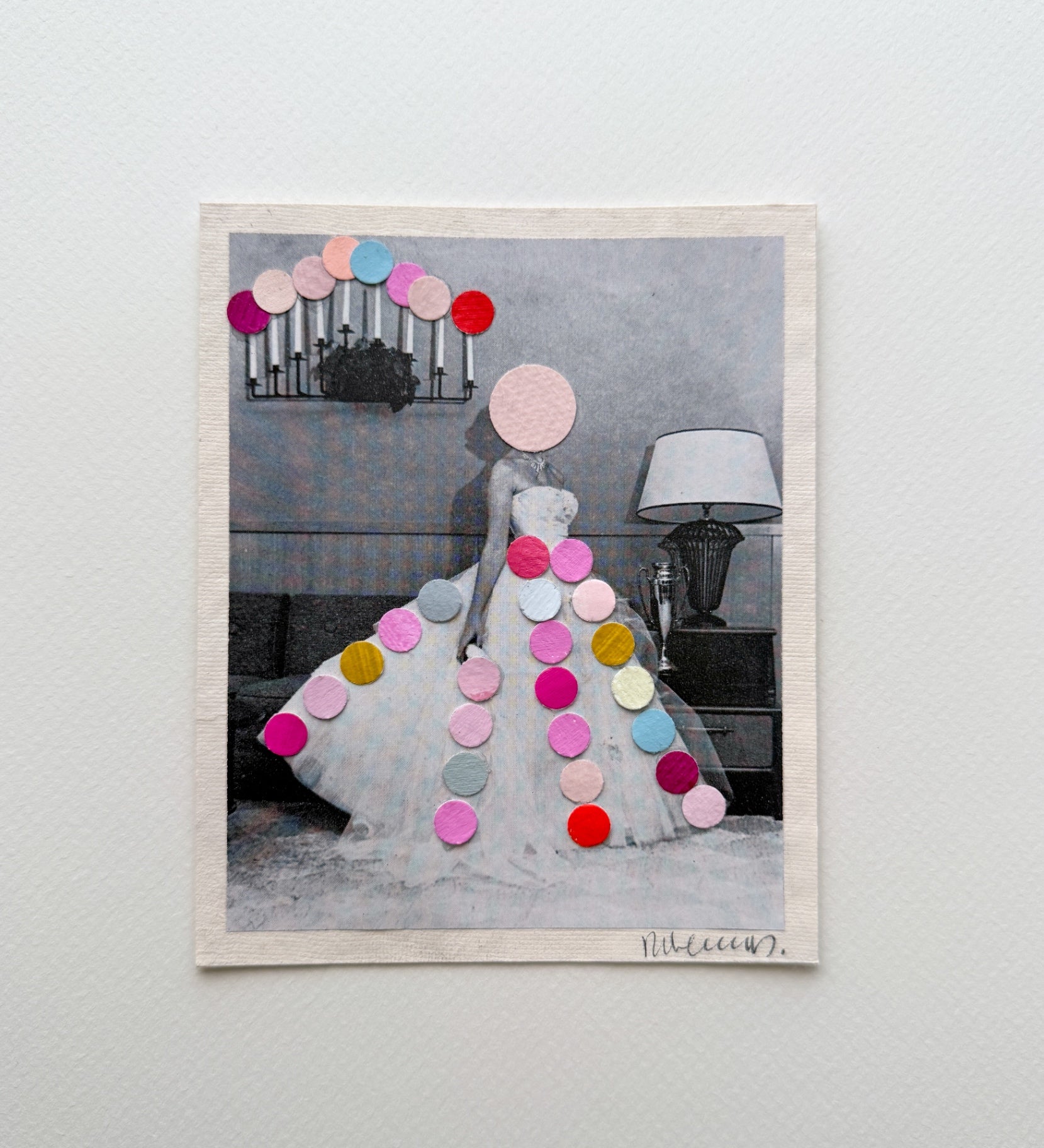 “Pageant Princess” by Rebecca Dodson, collage on paper, 4.5” x 5.5”