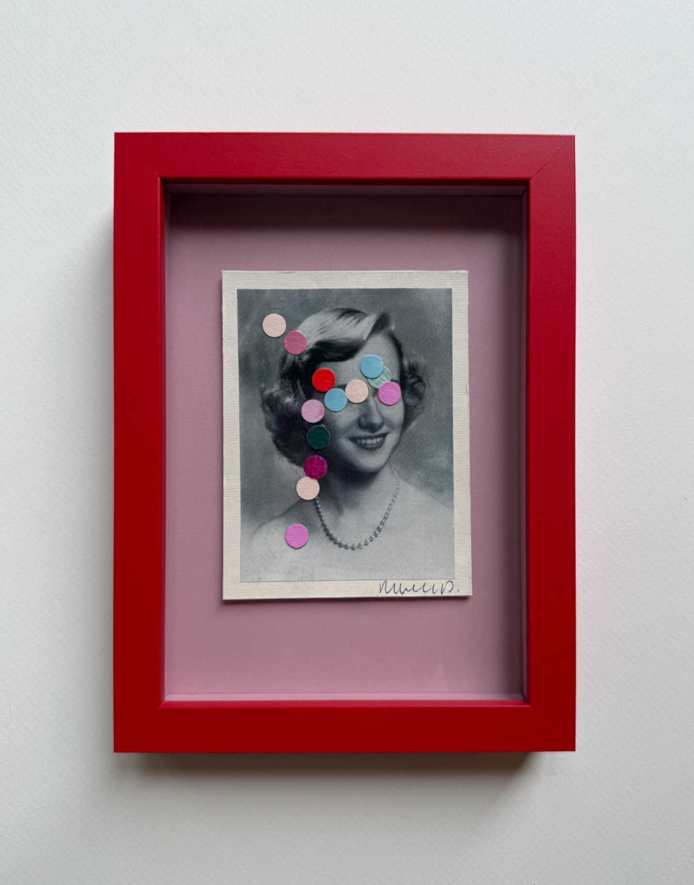 “Eloise” by Rebecca Dodson, framed collage, 5” x 7”