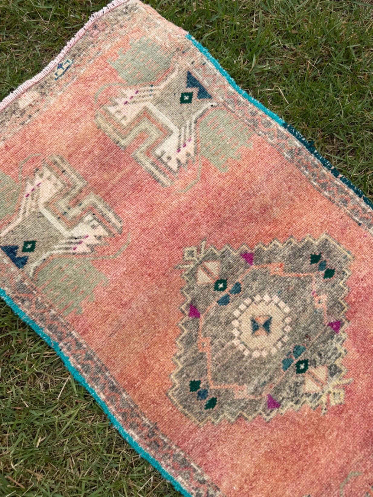 Vintage mini rug,  3'8" x 1'7"