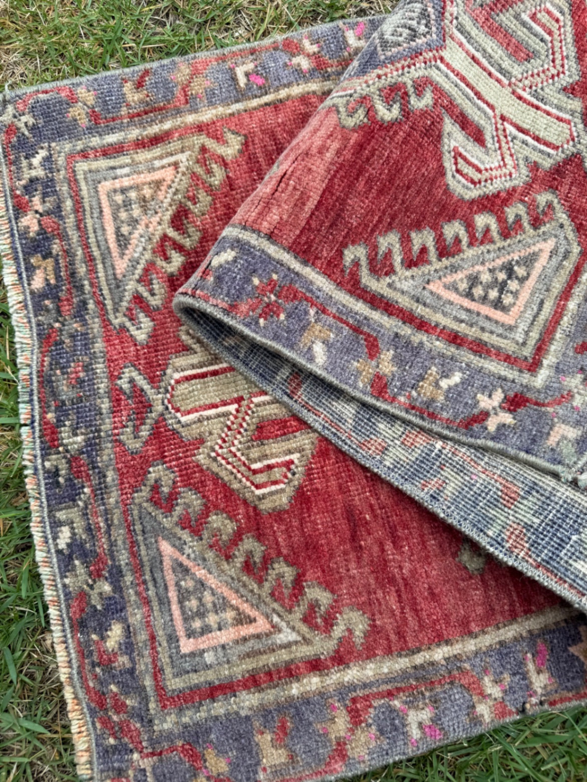 Vintage mini rug, 3'4" x 1'8"