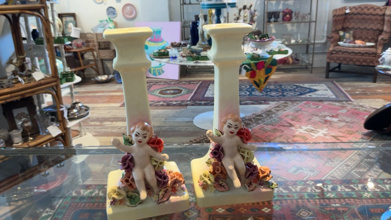 Vintage Cherub Candlesticks 