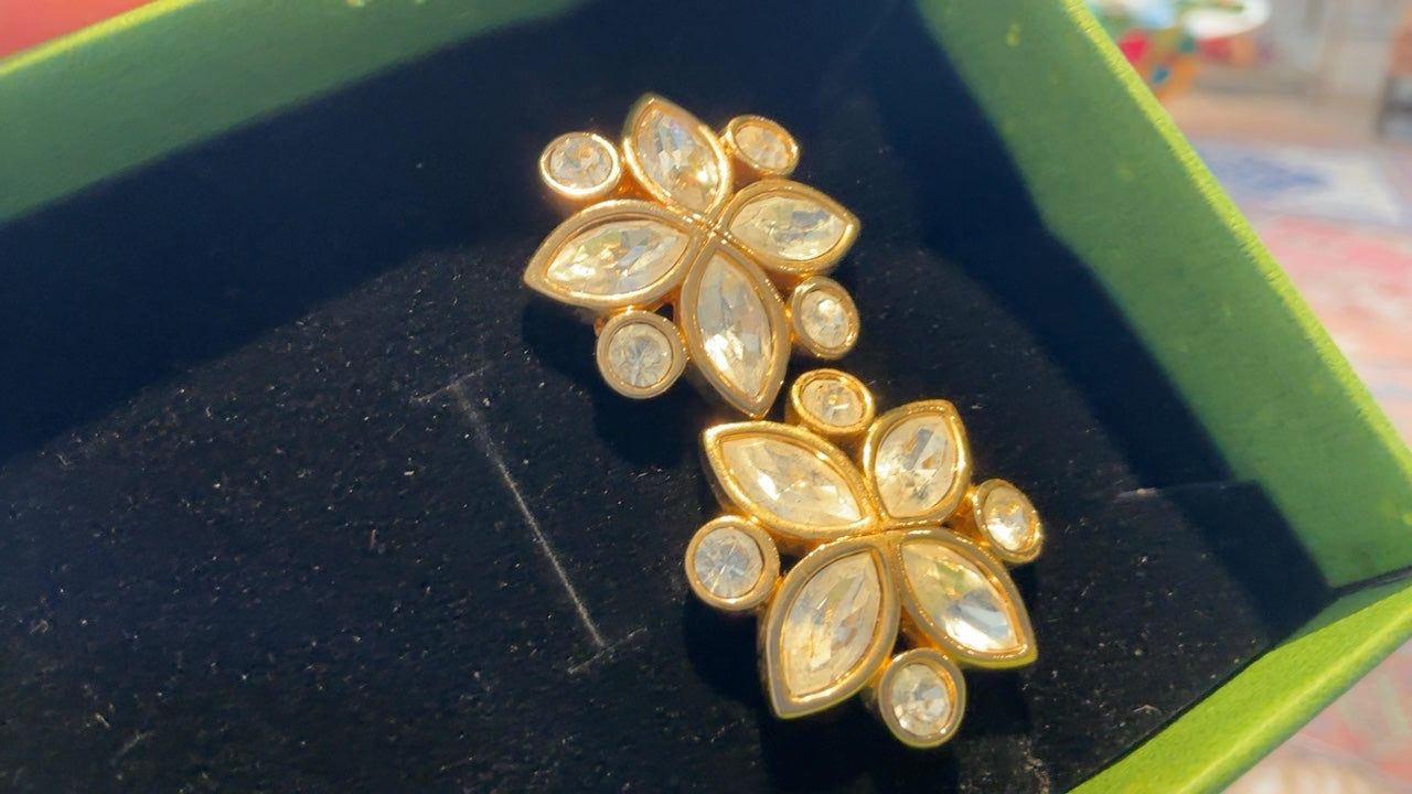 Vintage Swarovski Crystal Flower Earrings  