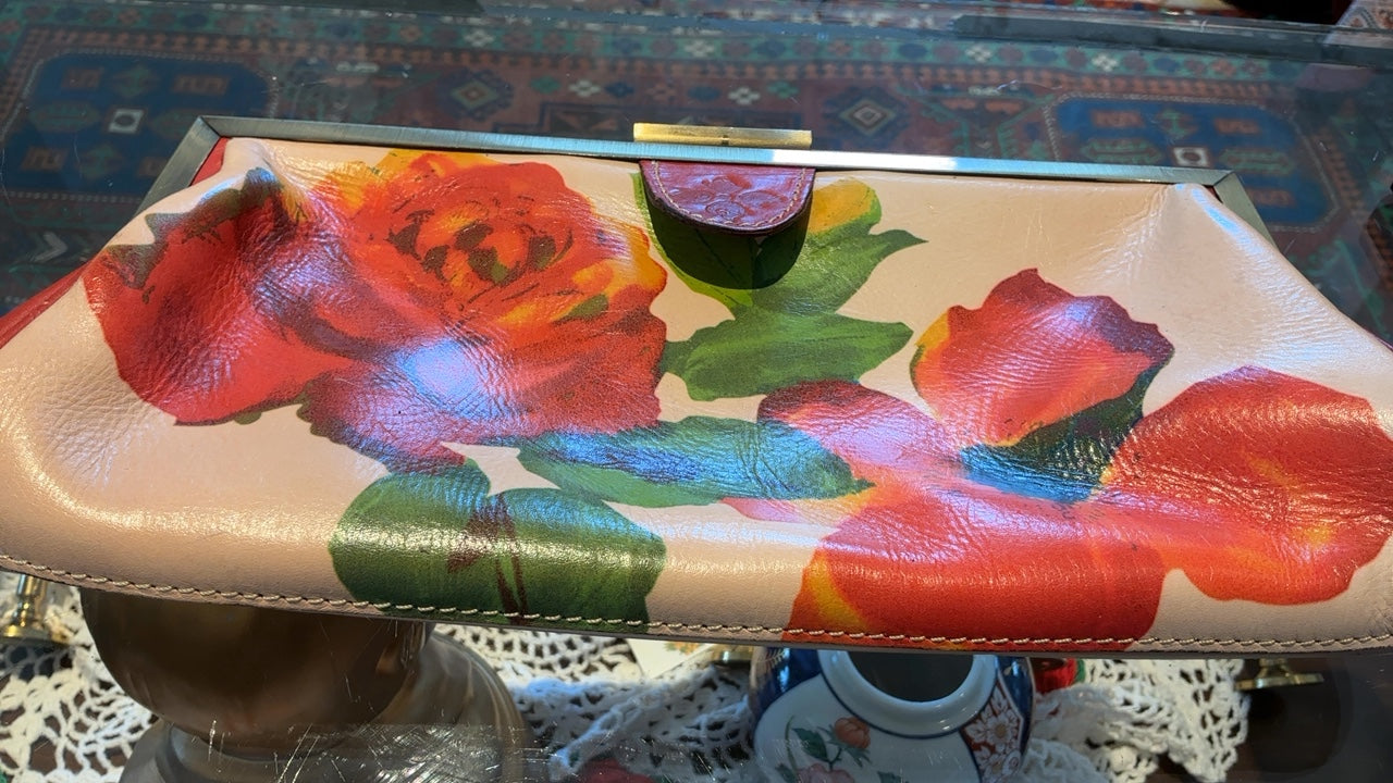 Floral Italian Leather Purse