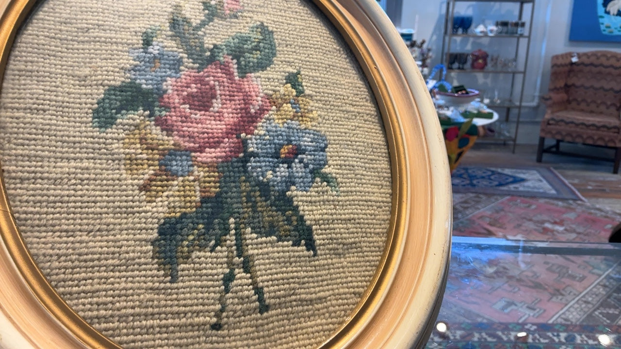 Framed Floral Needlepoint 