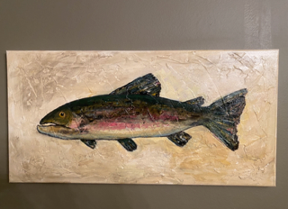 Natalie Hutchins Thomasmeyer Brown Trout Painting,  24 x 12 inches Multicolor