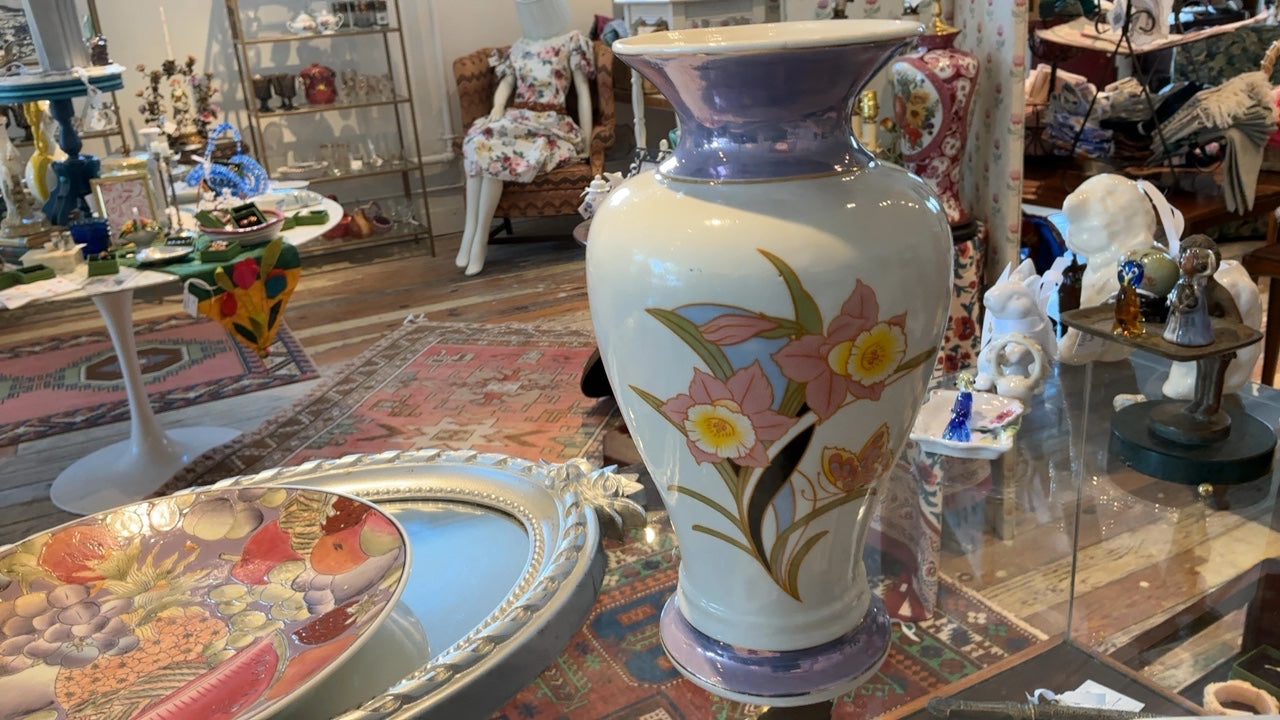  Butterfly and Tulip Vase 