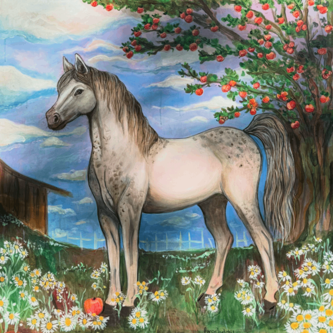 The Apple Thief by Loosahatchie, Acrylic on Canvas, 36x36