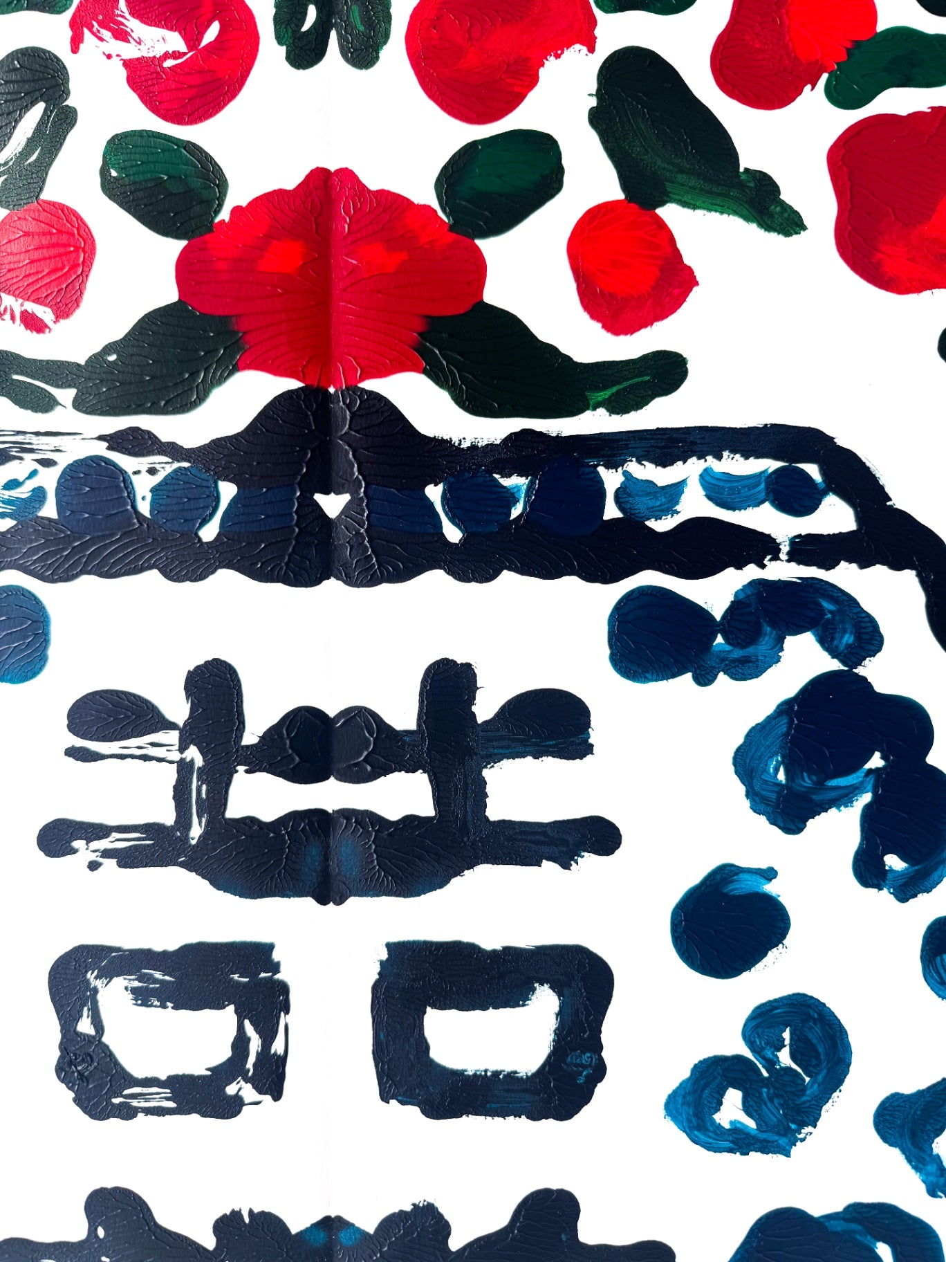 Double Happiness Ginger Jar Rorschach Series in Red, 22x30”