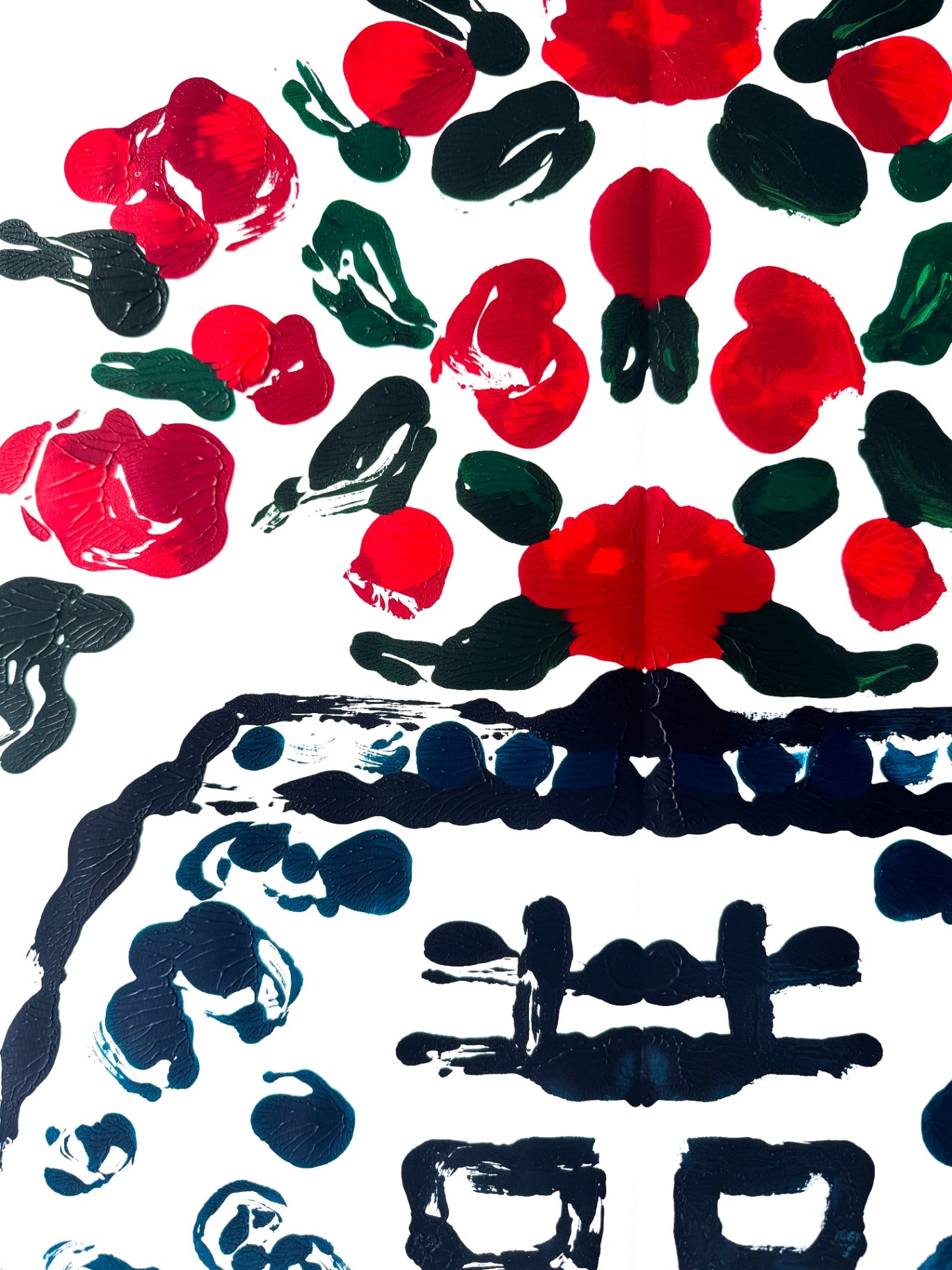Double Happiness Ginger Jar Rorschach Series in Red, 22x30”