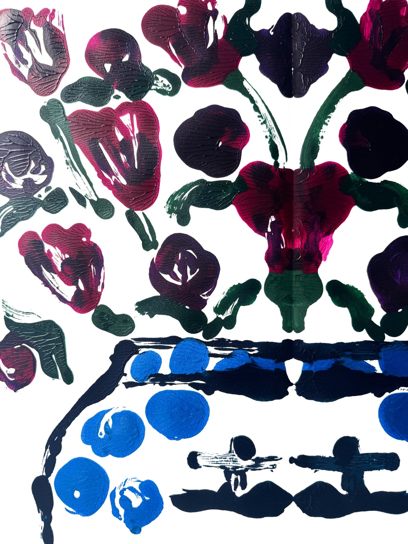 Double Happiness Ginger Jar Rorschach Series in Plum, 22x30”