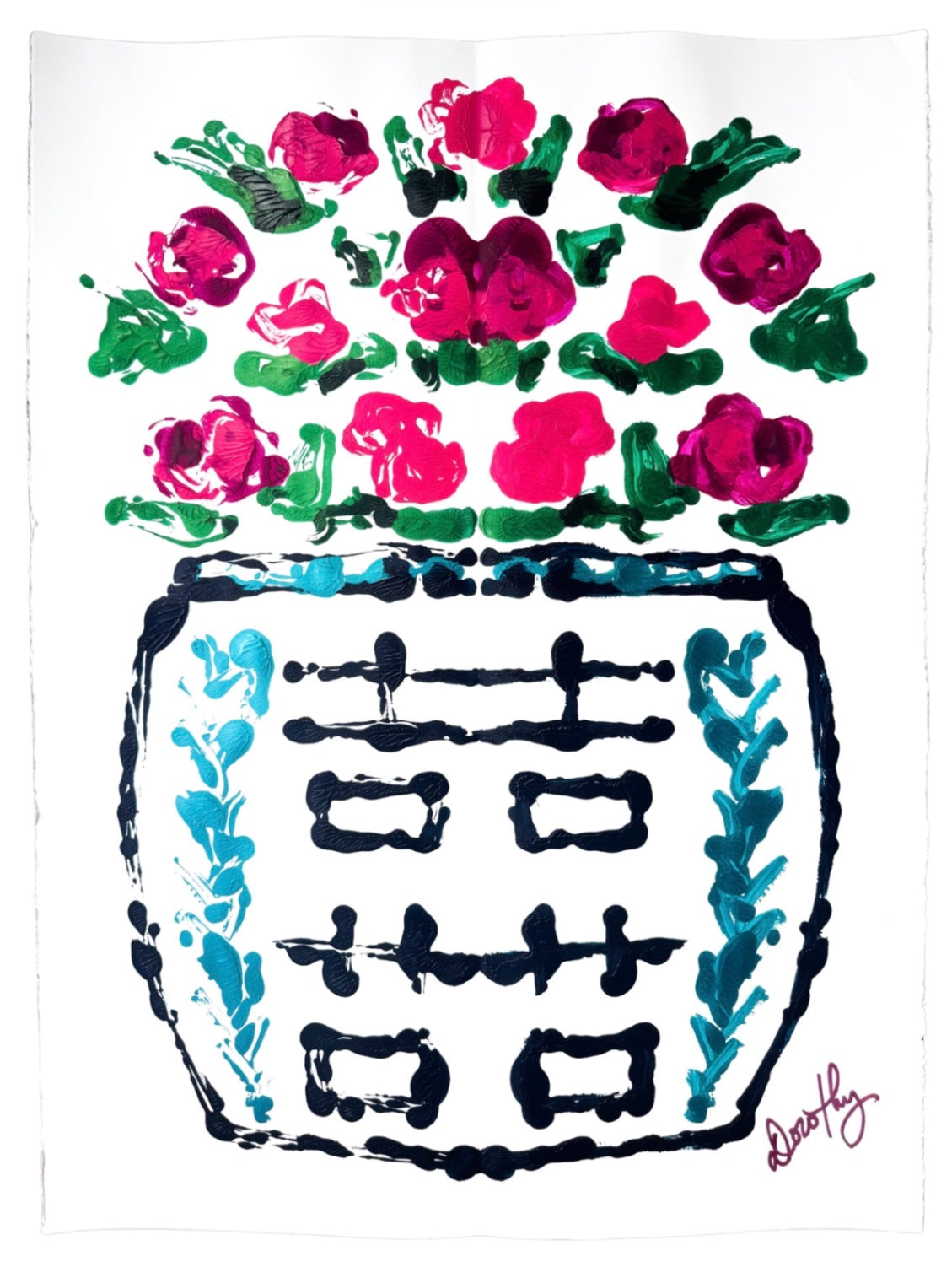 Double Happiness Ginger Jar Rorschach Series in Pink, 22x30”