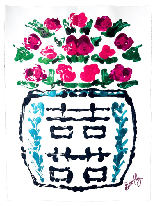 Double Happiness Ginger Jar Rorschach Series in Pink, 22x30”