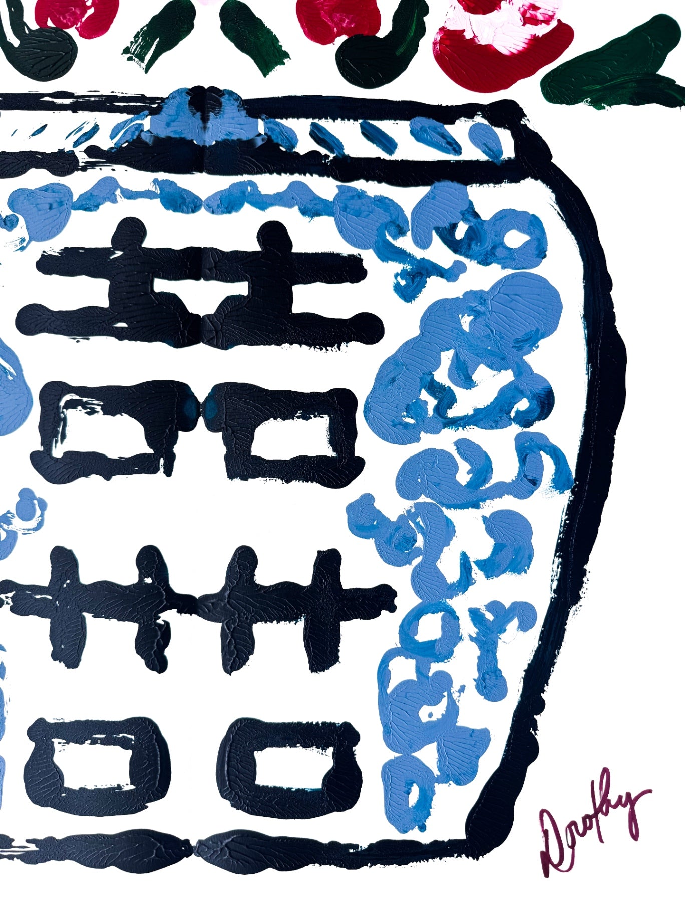 Double Happiness Ginger Jar Rorschach Series in Red and Pink, 22x30”