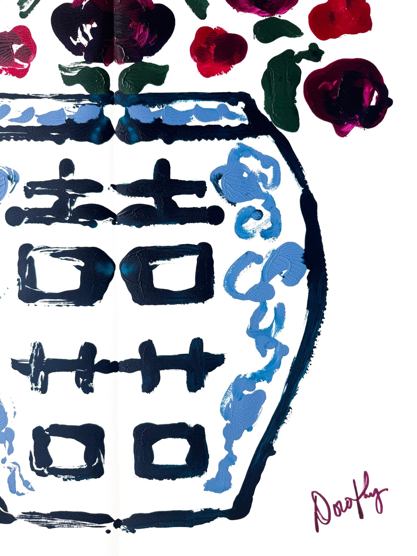 Double Happiness Ginger Jar Rorschach Series in Red & Burgundy, 22x30”