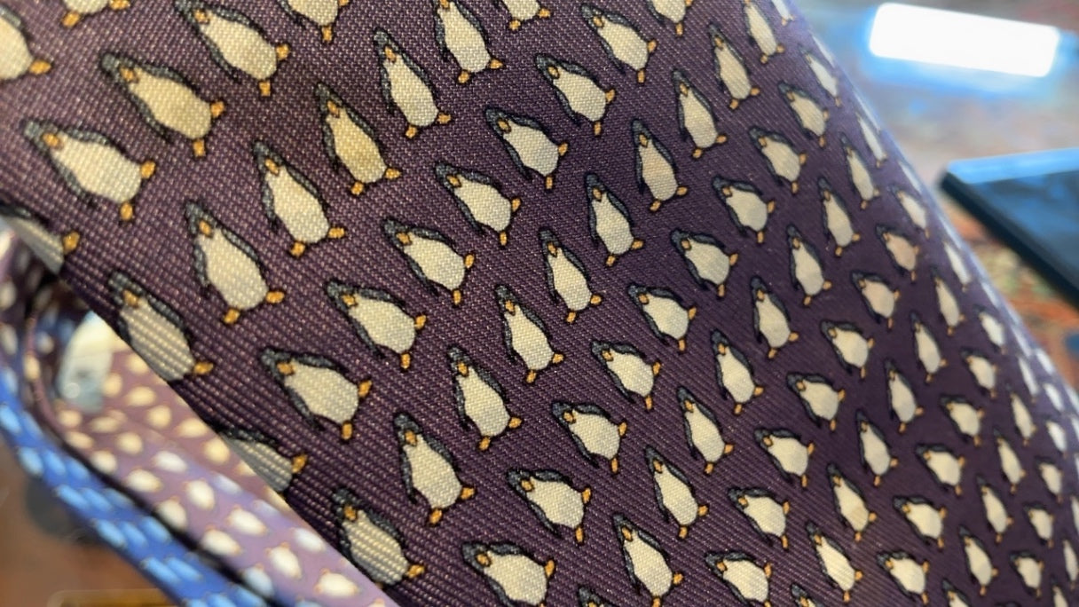 Purple Hermes Penguin Tie