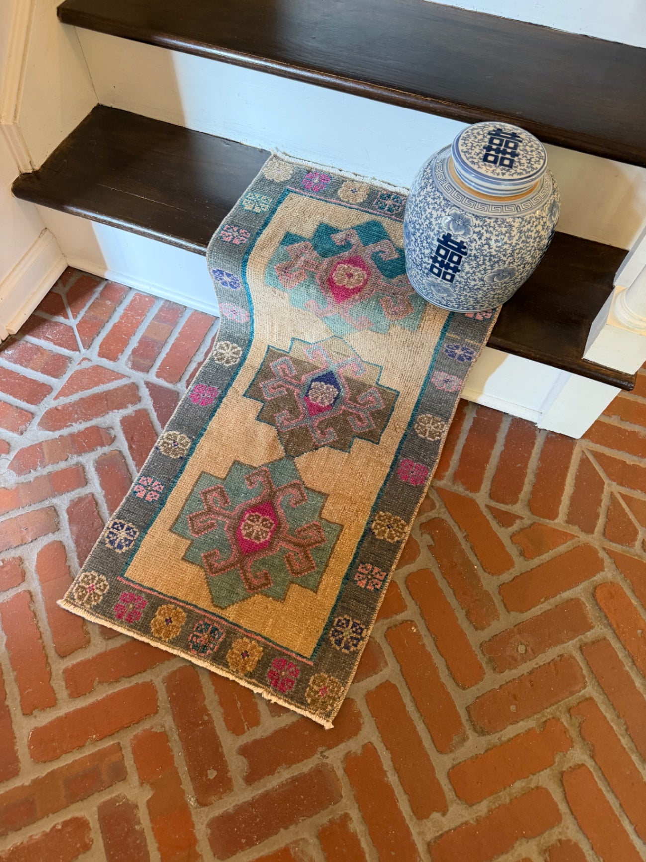 Vintage mini rug, 3'5" x 1'7"