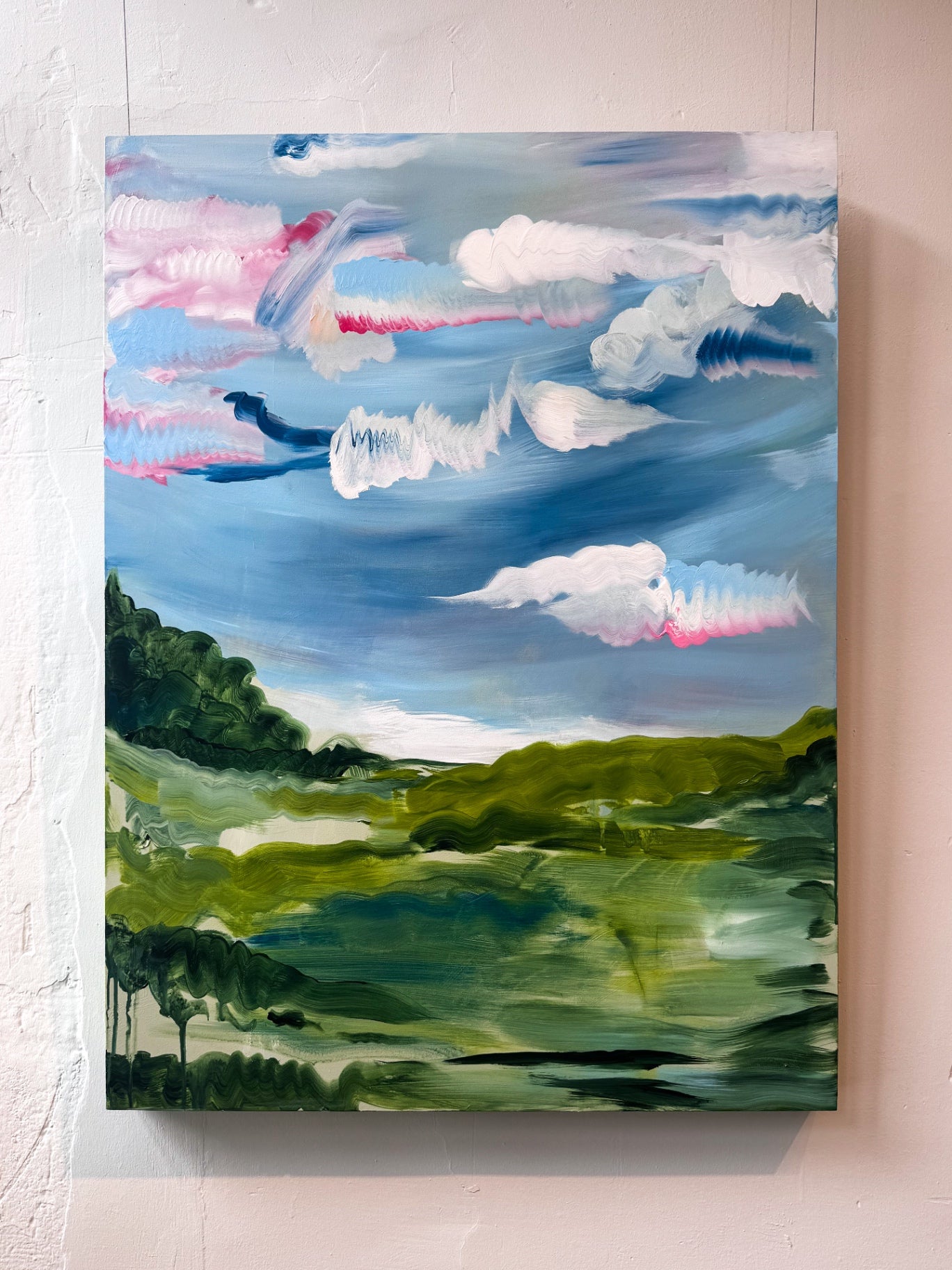 “Squiggly Sunrise” by Dorothy Art, 30x40”
