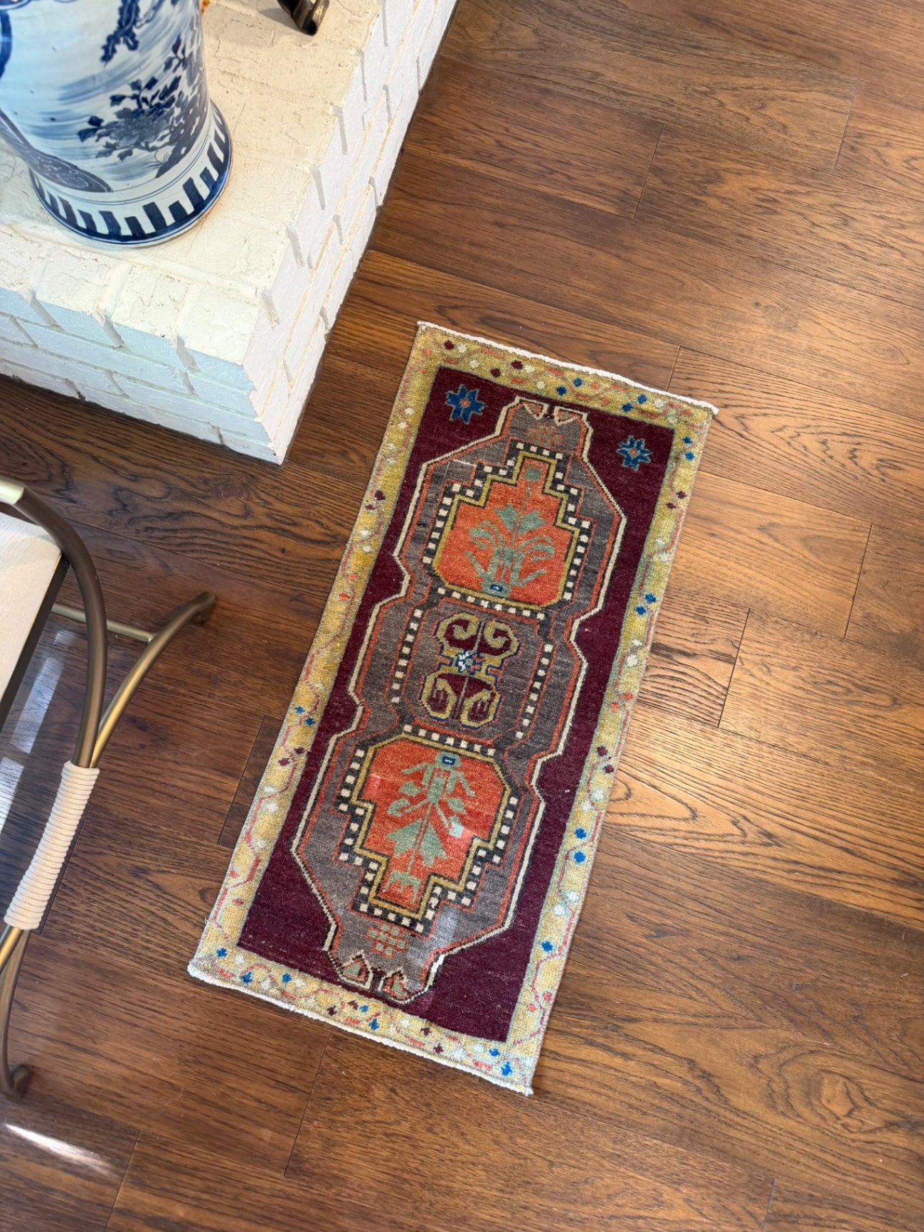 Vintage mini rug, 3'2" x 1'6"