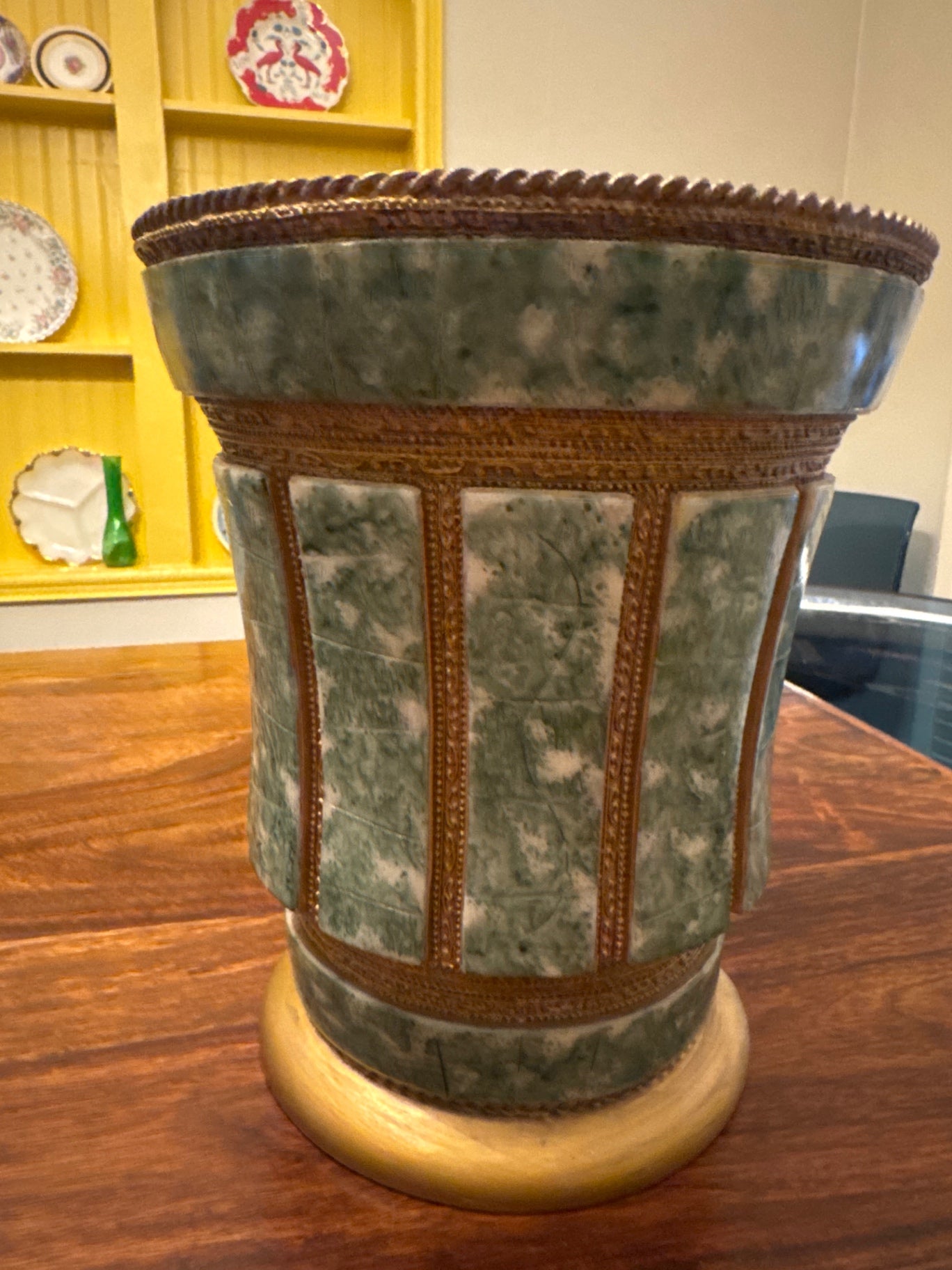 Jade Wastebasket/ Urn/ Planter (10”)