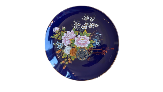 Navy and Floral Plate (10.5”)