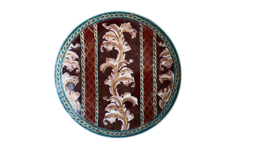 Maroon Foliage Plate with Raised Gold (10”)